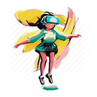 vr, virtual, reality, fly, jump, girl, people, person, tech