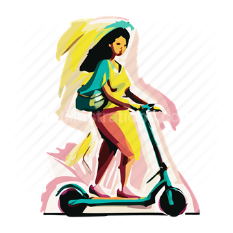scooter, vehicle, woman, people, transport, person