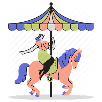 horse, carousel, activity, entertainment, ride, roundabout, amusement, park