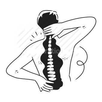 back pain, spinal issue, health problem, silhouette illustration