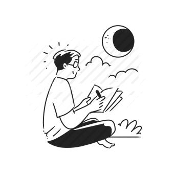 reading, book, moon, nature
