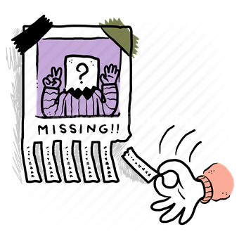 missing, poster, paper, page, hand, gesture, numbers