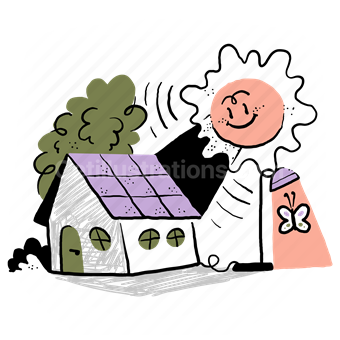 solar, power, house, home, sun, butterfly, light, lamp, energy