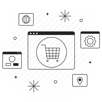 shopping, shop, store, website, webpage, browser, cart, sticker