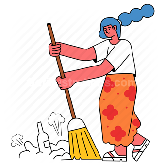 activity, cleaning, housekeeping, clean, sweep, sweeping, woman, people