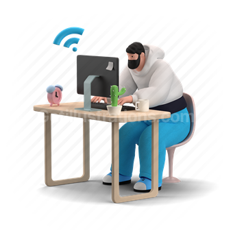man, computer, work, job, wireless, online, work from home