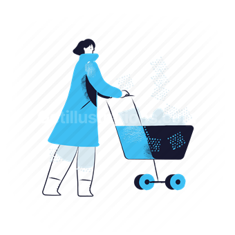 woman, female, person, shop, ecommerce, cart