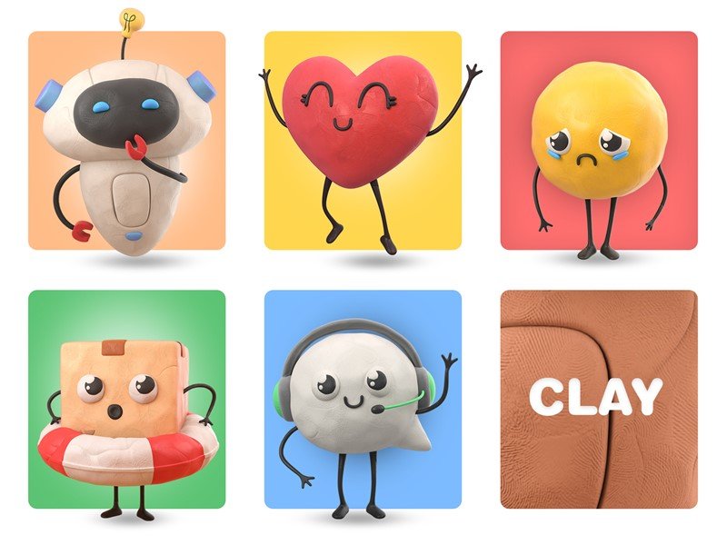 3D Clay Mascot illustrations