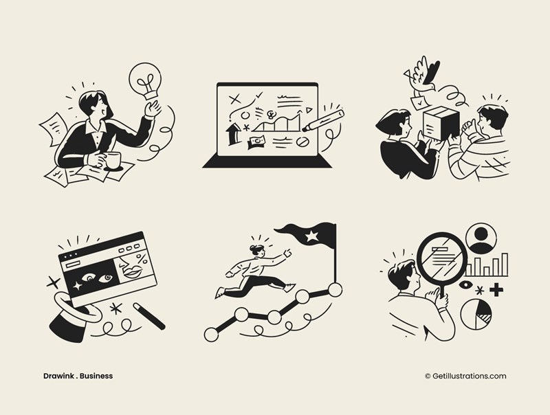 DrawInk Business Illustrations pack showcase image