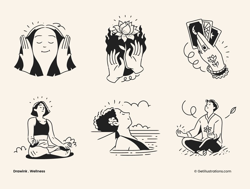 Drawing Wellness Illustrations pack showcase image