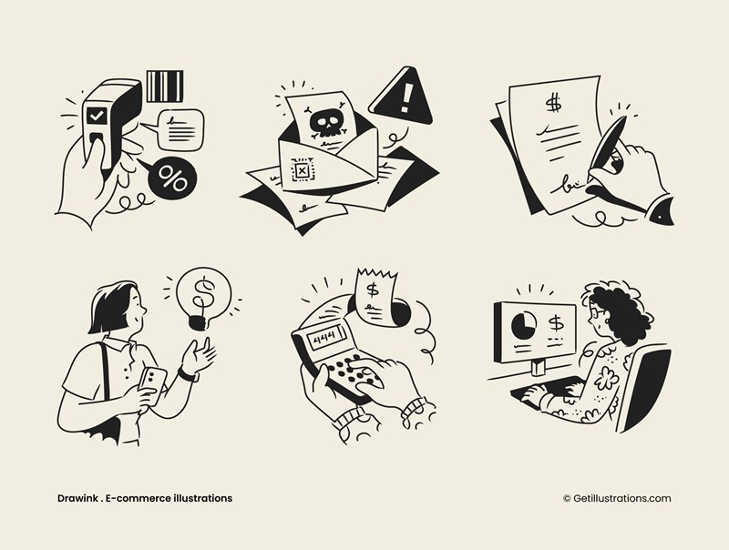 Drawink E-commerce illustrations pack showcase image