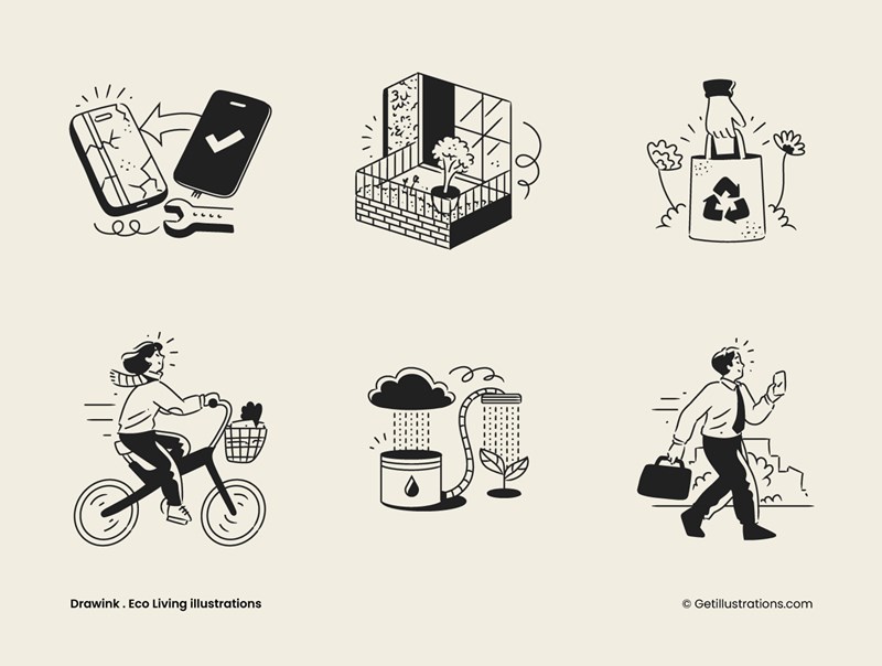 Drawink Environmental Illustrations pack showcase image