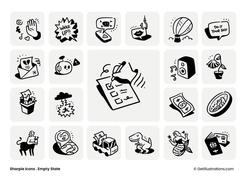 Sharpie Empty State Icons pack showcase image
