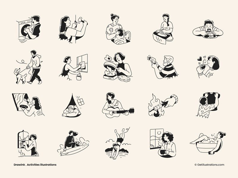 DrawInk Activites Illustrations pack showcase image