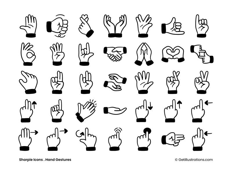 Sharpie Hand Gesture Icons pack showcase image