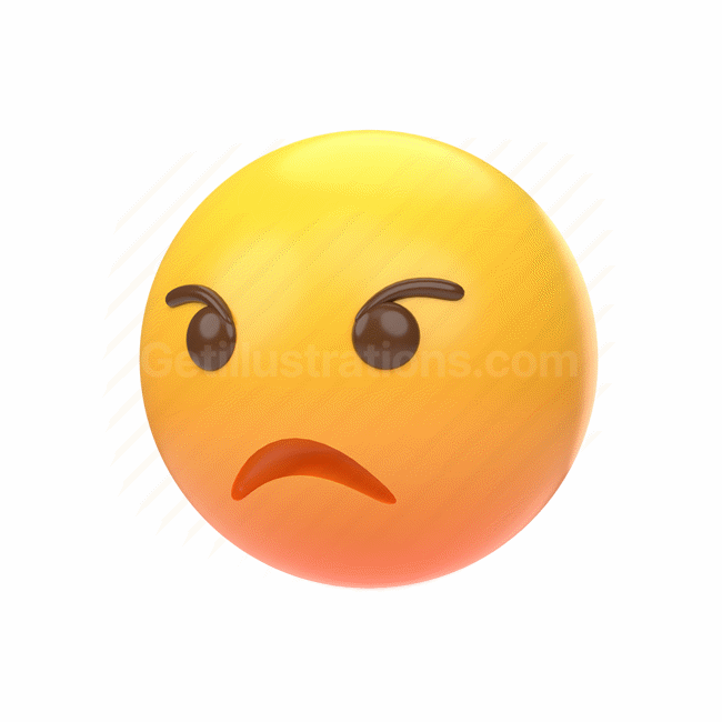 Download emoticon, emoji, sticker, face, angry, annoyed, left- 3D Emoji ...