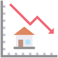 Real Estate Market Decrease Icon icon