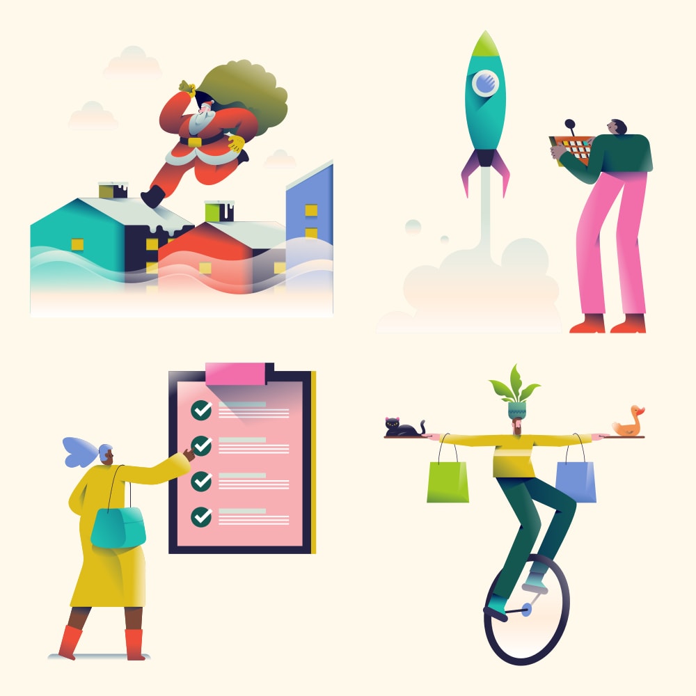 Gradient illustrations — 4 sample illustrations from the pack